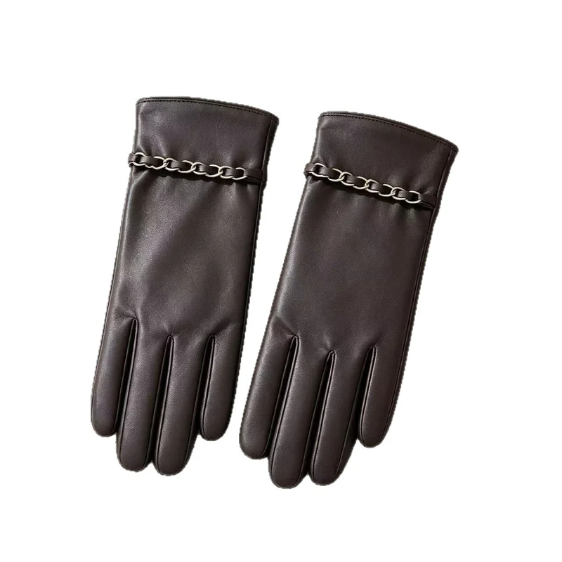 Chic Lederhandschuhe mit Kettendetails Karnz