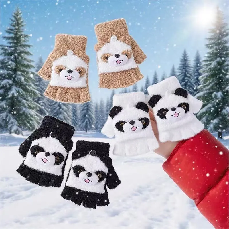 Niedliche Panda-Themen-Fingerlosen Handschuhe Karnz