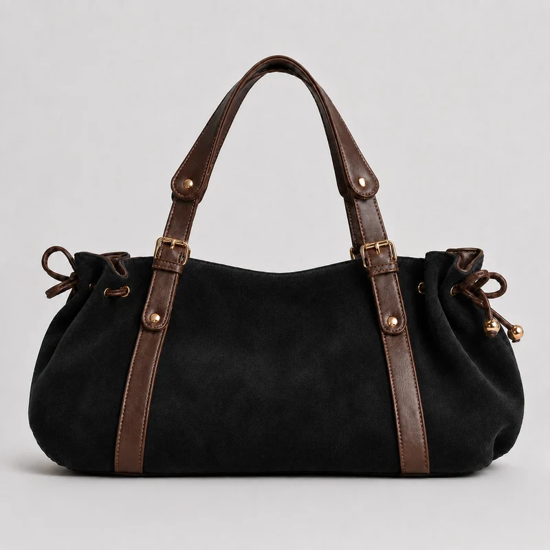 Strukturierte Wildleder-Handtasche