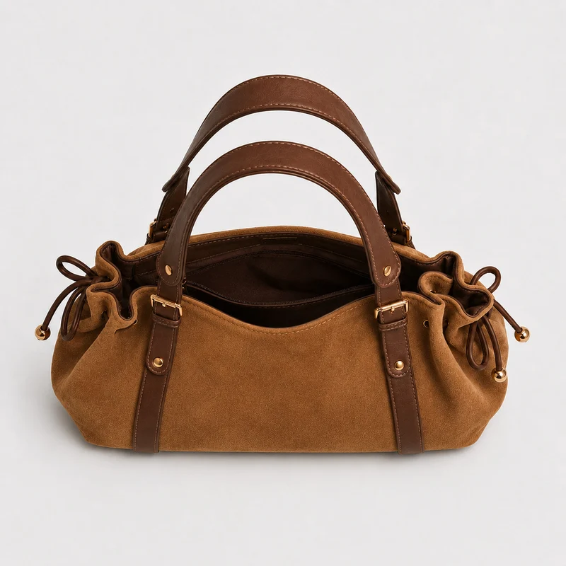 Strukturierte Wildleder-Handtasche