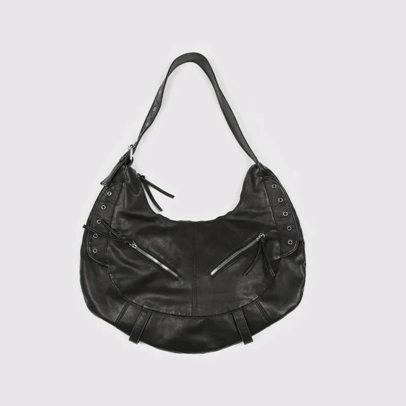 Multi-Pocket Lässige Leder Hobo Tasche