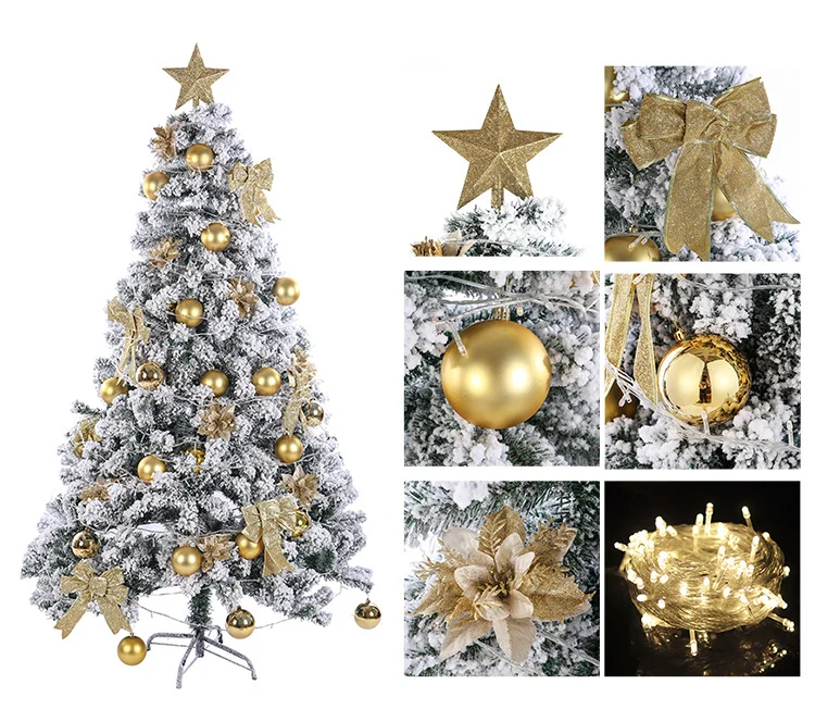 Premium Flocked Weihnachtsbaum mit dekorativen Ornamenten Karnz