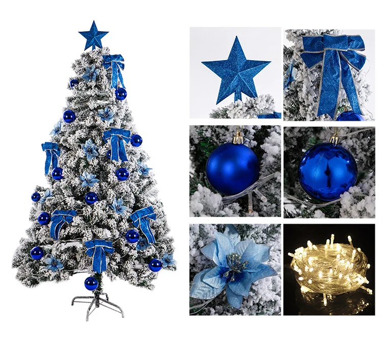 Premium Flocked Weihnachtsbaum mit dekorativen Ornamenten Karnz