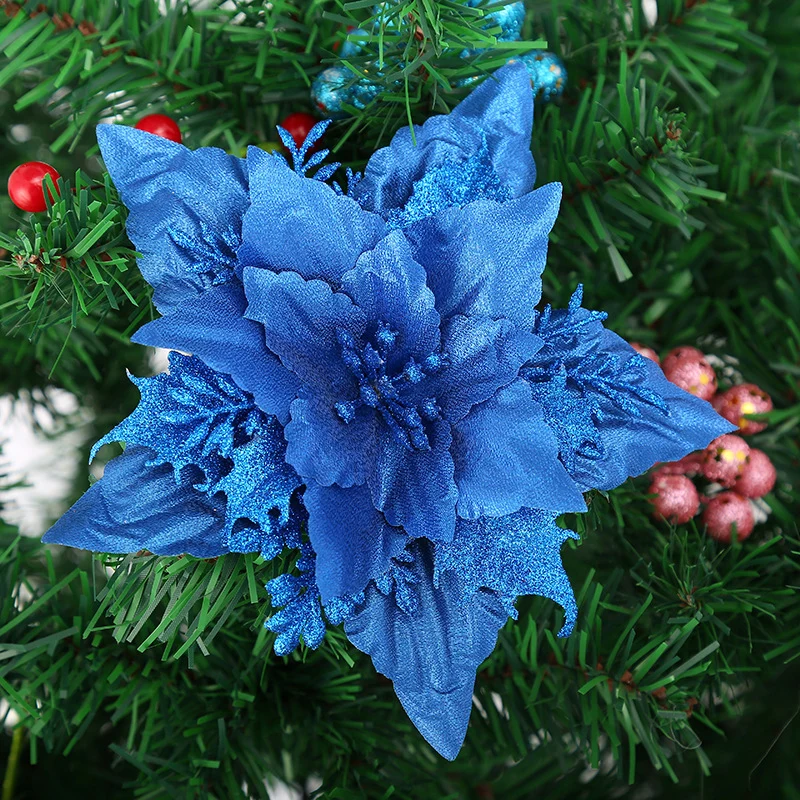 Dekorative Glitzernde Weihnachtsstern Blume Ornament Karnz