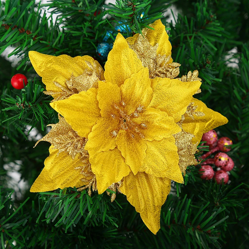 Dekorative Glitzernde Weihnachtsstern Blume Ornament Karnz