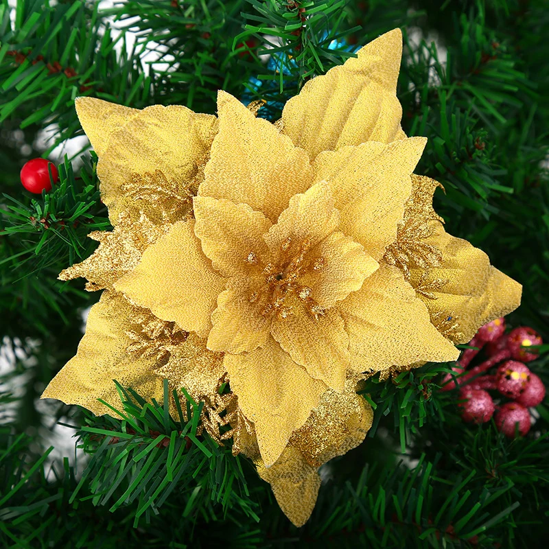 Dekorative Glitzernde Weihnachtsstern Blume Ornament Karnz