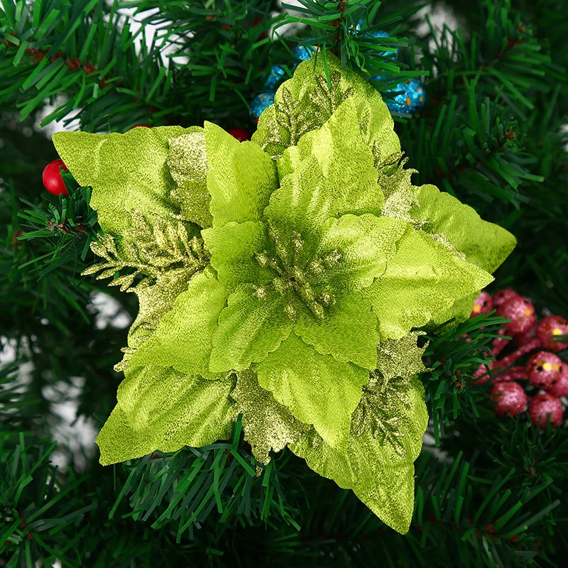 Dekorative Glitzernde Weihnachtsstern Blume Ornament Karnz