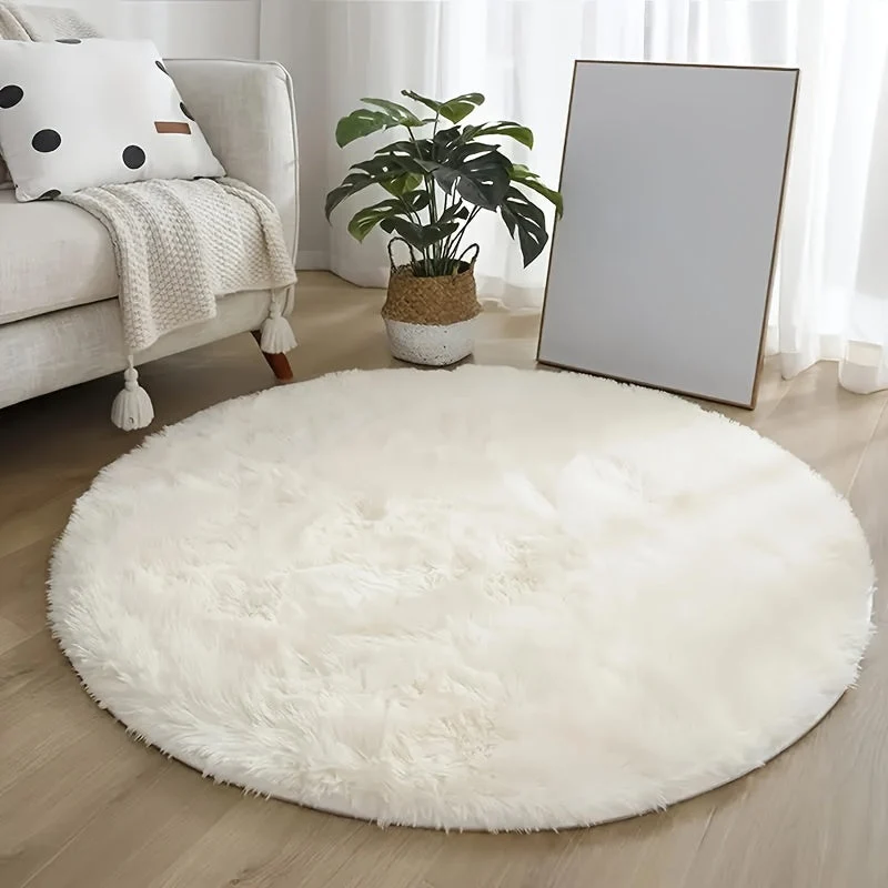 Gemütlicher runder Plüsch-Teppich – Ultraweicher Teppich für Wohnzimmer & Schlafzimmer | Karnz