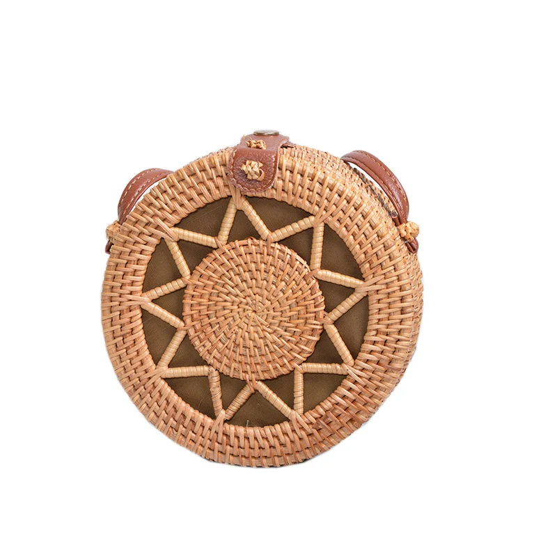 Elegante Rundhandtasche aus geflochtenem Rattan Karnz