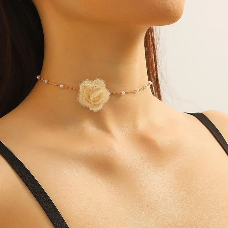 Floral Satin Cord Choker Karnz