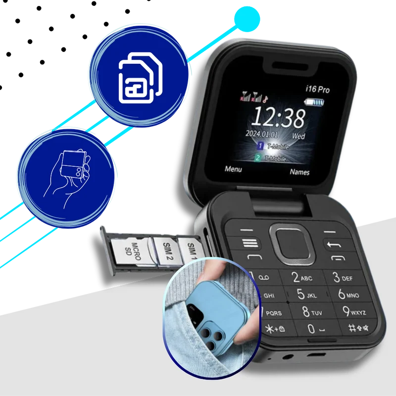 Vivolux i16 Pro / i17 Pro Mini-Klapphandy mit Dual-SIM