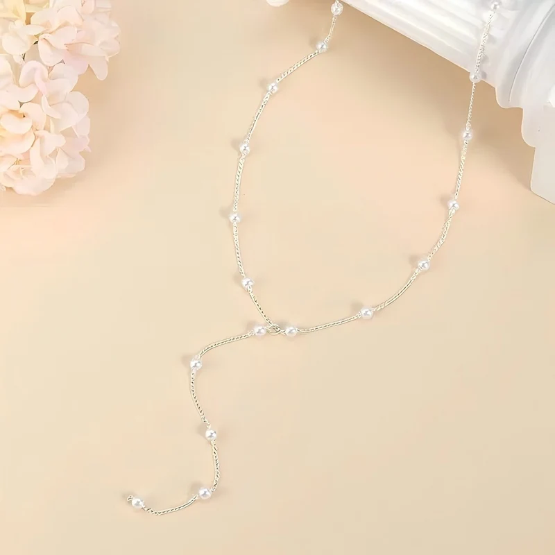 Elegante Perlen-Lariat-Halskette Karnz
