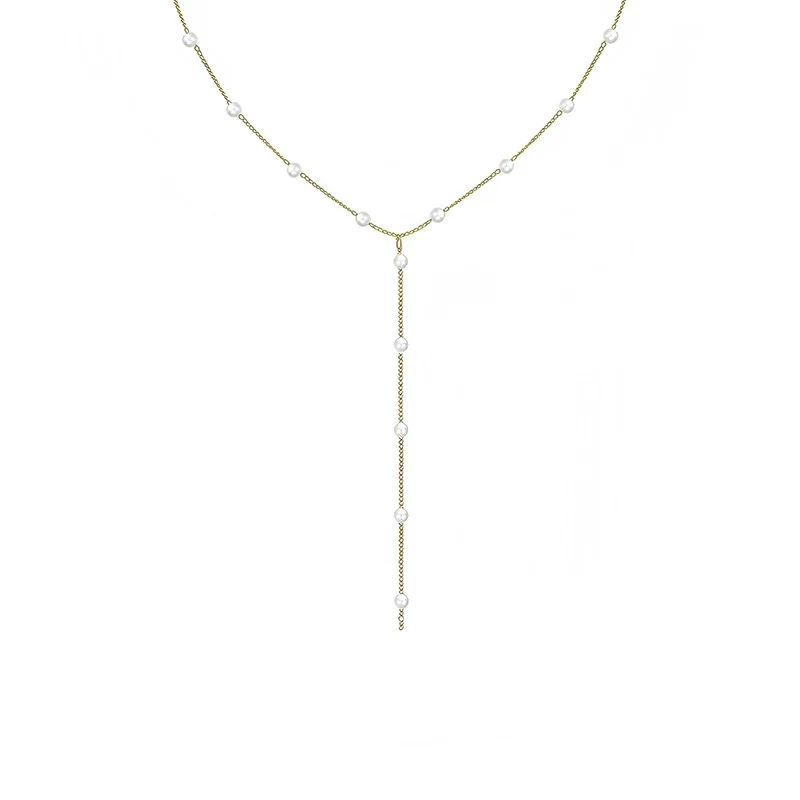 Elegante Perlen-Lariat-Halskette Karnz
