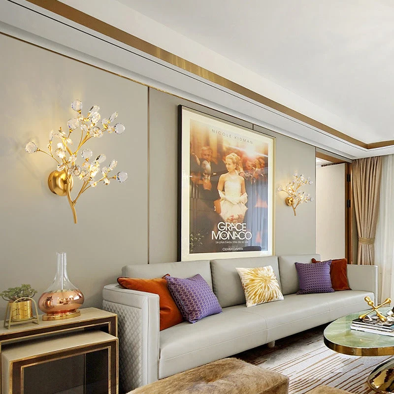 Moderne Blumen Wandleuchte aus Kristall – Elegante Wandbeleuchtung für Wohnräume | Karnz