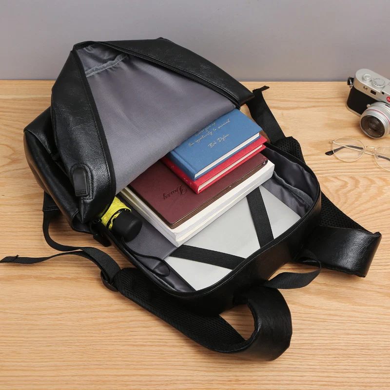 Umweltfreundlicher strukturierten Leder Laptop Rucksack Karnz