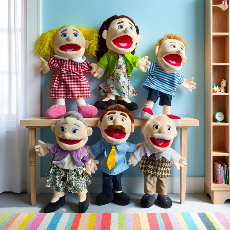 Handpuppe Plüsch Junge Charakter mit beweglichem Mund und weichem Stoffkörper Karnz