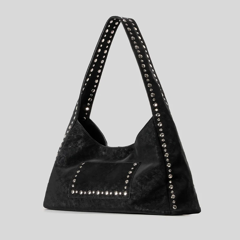 Nieten Wildleder Hobo Tasche