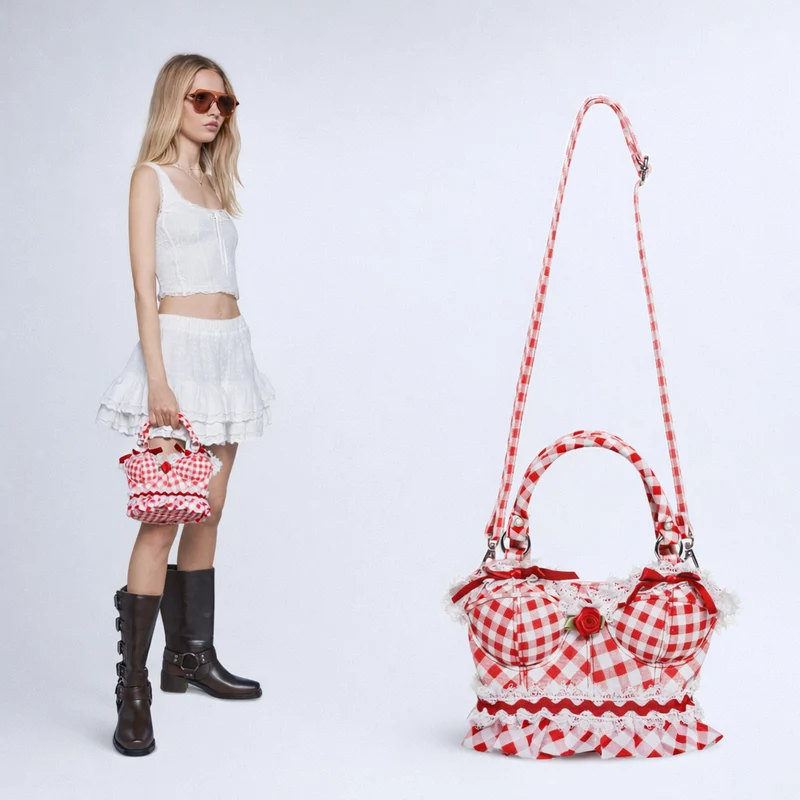 Verspielt Gingham Druck Handtasche