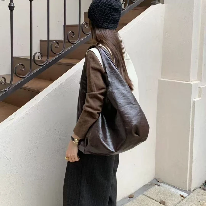 Oversized Lässige Leder Schultertasche