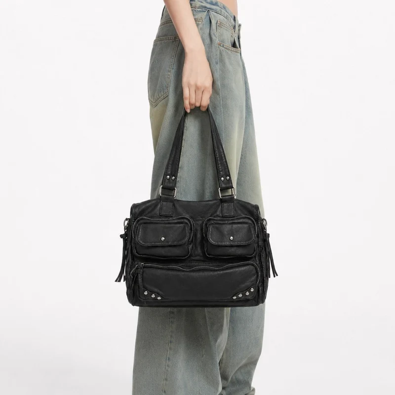 Multitaschen-Leder-Satteltasche