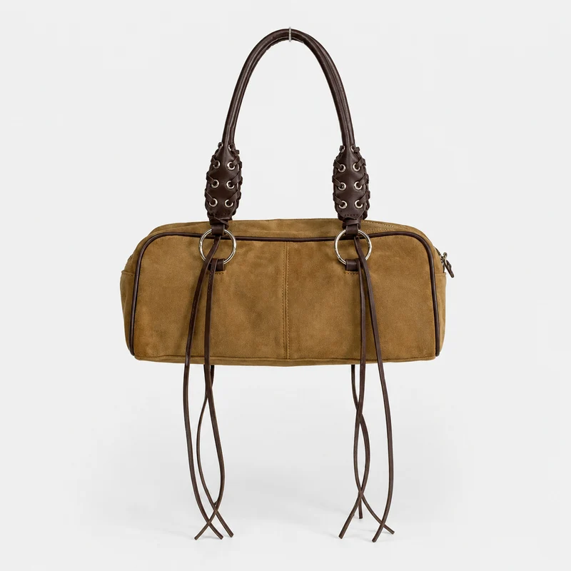 Luxuriöse Lederhandtasche mit geflochtenen Trägern