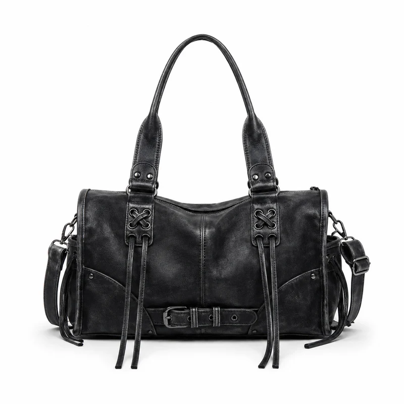 Elegante strukturierte Lederhandtasche