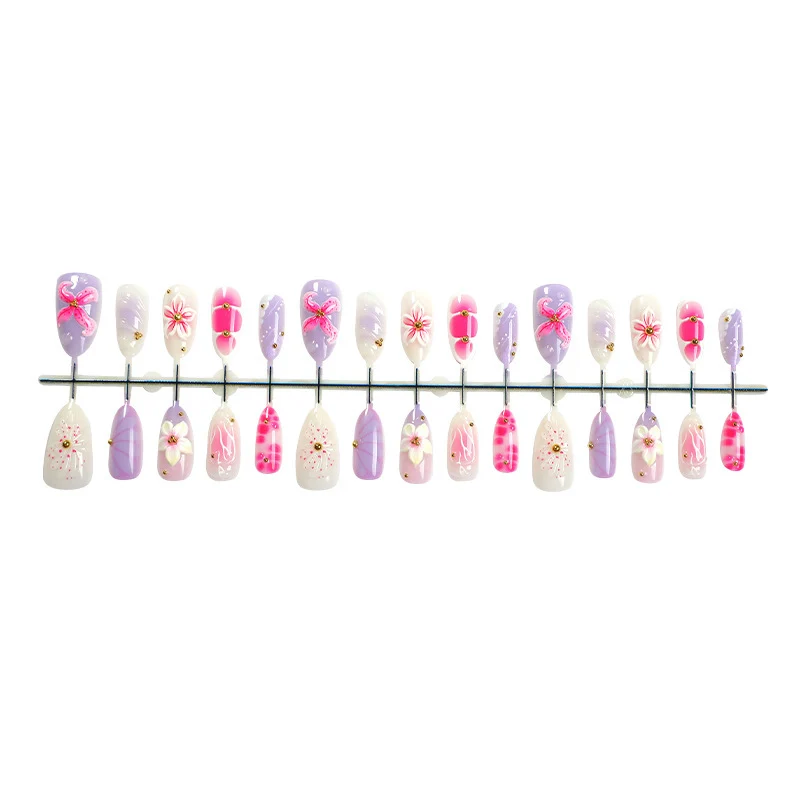 Blumenmotiv Künstliche Press-on Nagelkunst Set Karnz