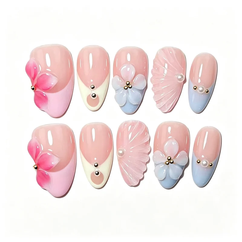 Blumenverstärktes Press-On Nagelkunstset Karnz