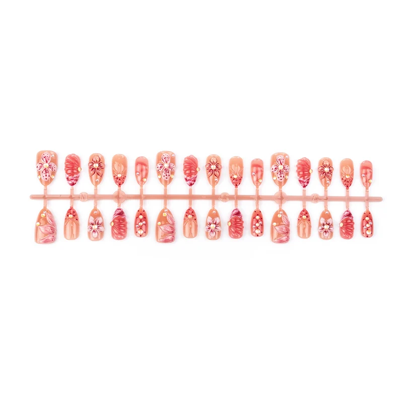 Floral Verziert Press-On Nagelkunst Set Karnz 1790636586