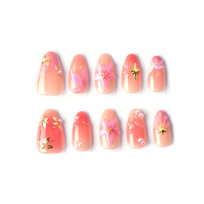 Florale Verzierungen Press-On Nagelkunst Karnz