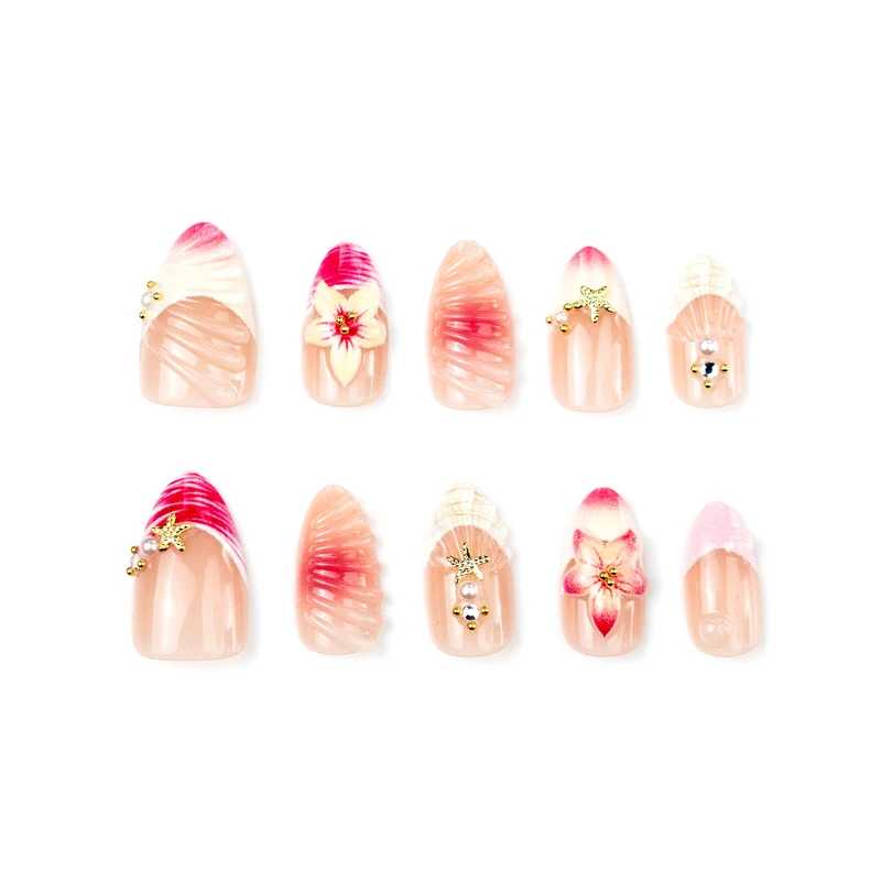 Floral dekorative Press-On Nagelkunst Set Karnz