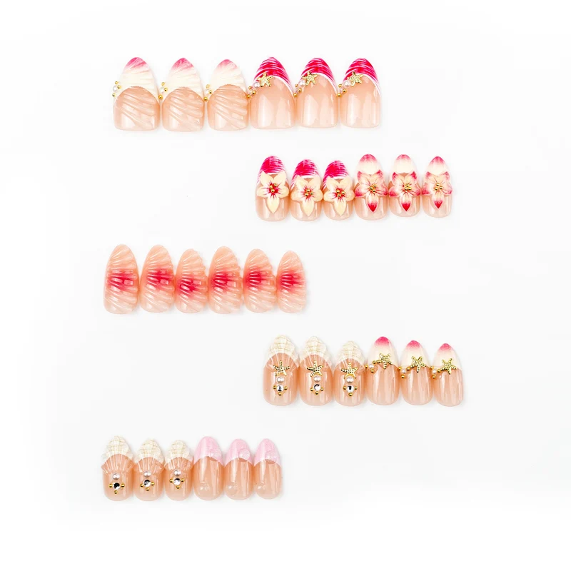 Floral dekorative Press-On Nagelkunst Set Karnz