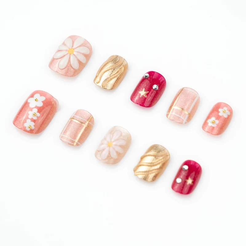 Florale dekorative Press-on Nagelkunst Karnz