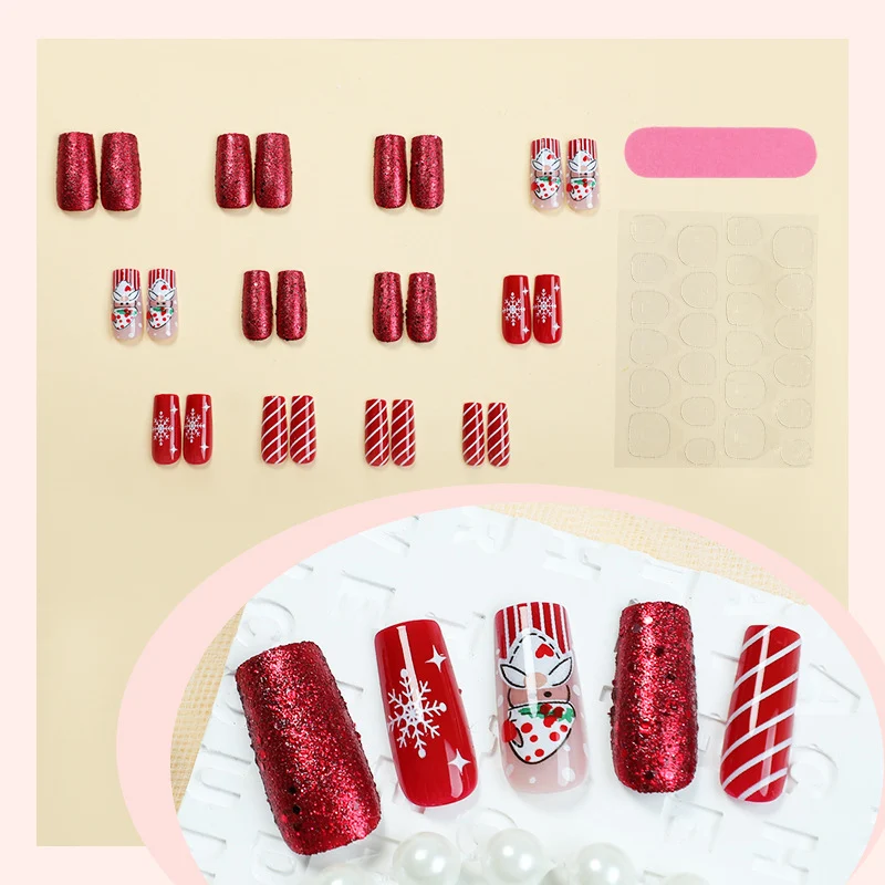 Festliches Santa-Themen Press-On Nagelkunst Set Karnz