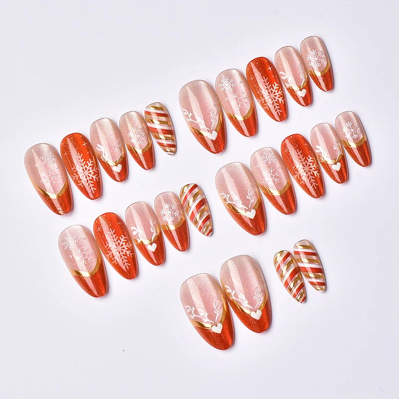 Festliches Feiertags-Presse-Nagelkunst-Set mit Schneeflocken- und Herzdesigns Karnz