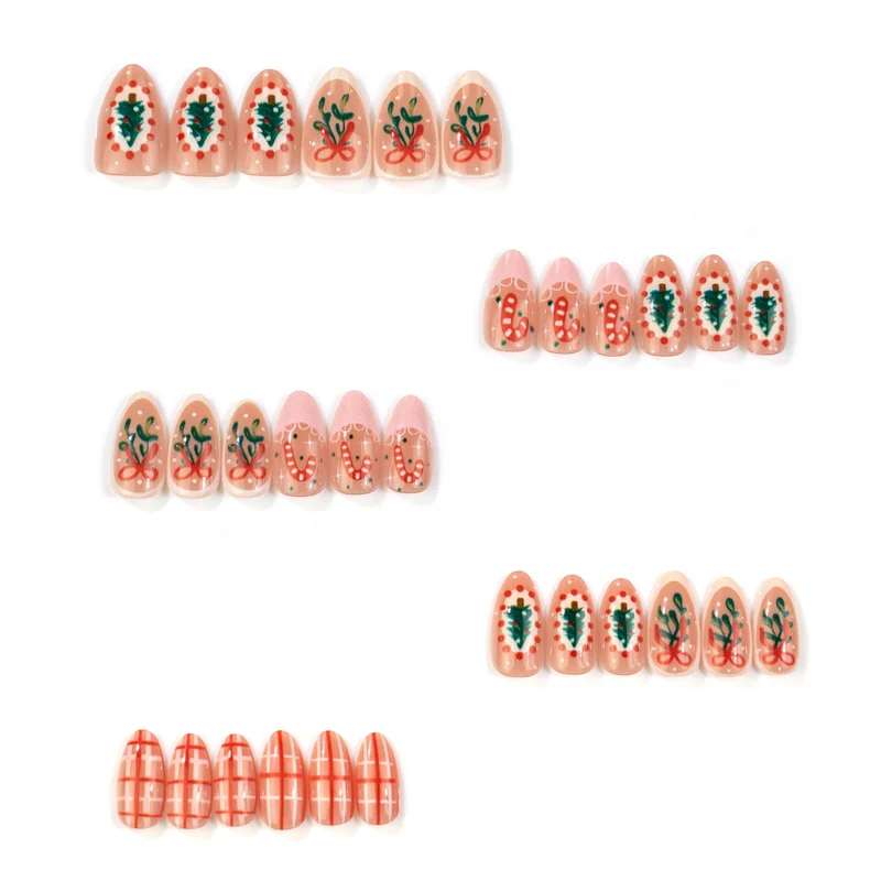Festliche Feiertags-Presse-on-Nagelkunst Karnz