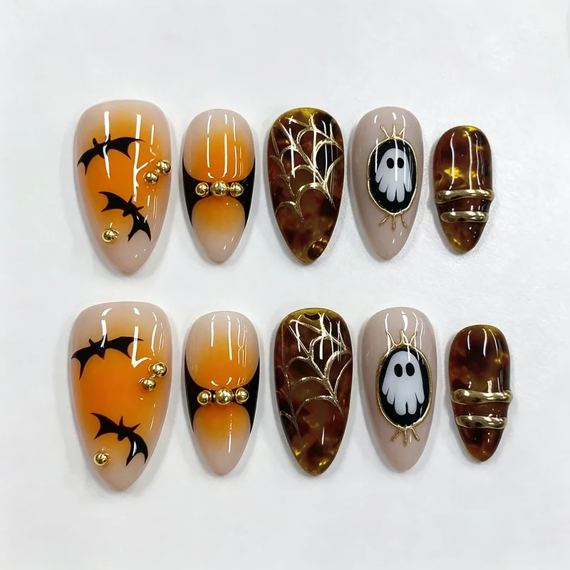 Festliches Halloween-Thema Press-On Nagel Kunst Set Karnz
