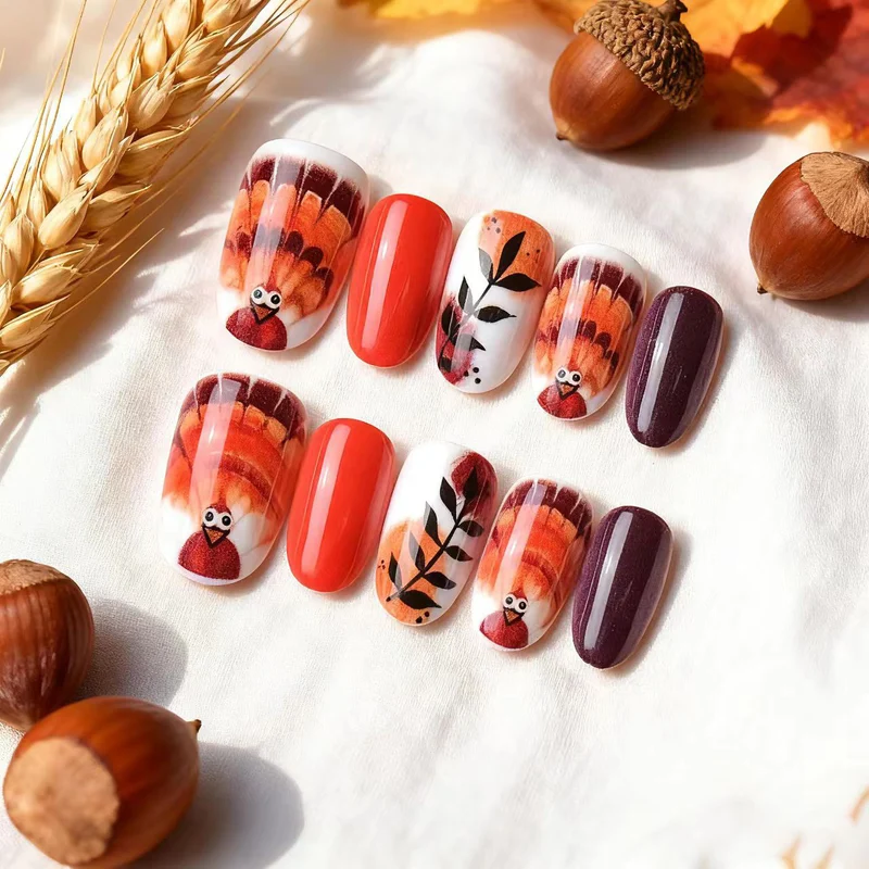Herbst-Themen Dekorative Press-On Nagelkunst Set Karnz