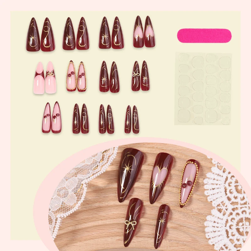 Eleganter Stiletto Press-On Nail Set Karnz