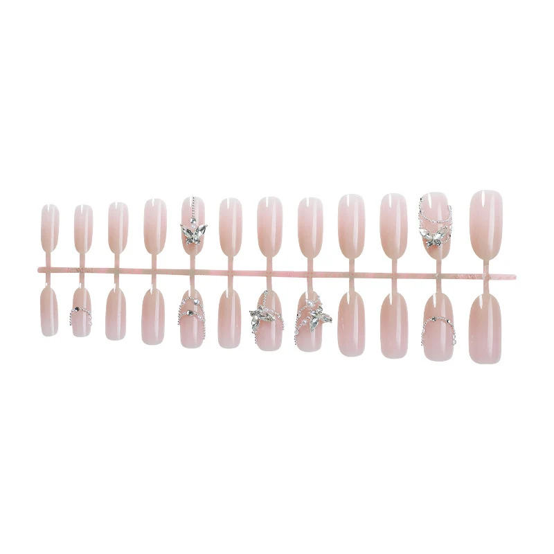 Elegantes Stiletto Press-On Nagelkunst-Set mit Kristallakzenten Karnz