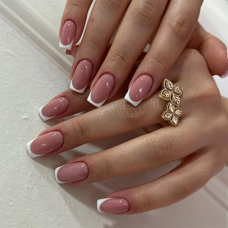 Elegantes French Tip Press-On Nagel Set Karnz