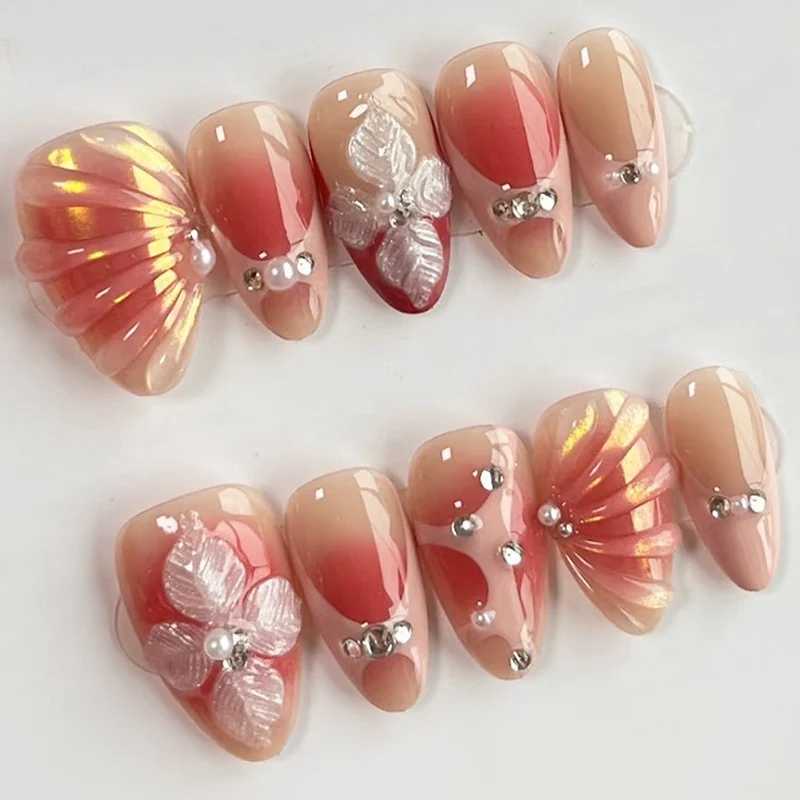 Elegantes florales Design Press-On-Nagelset Karnz