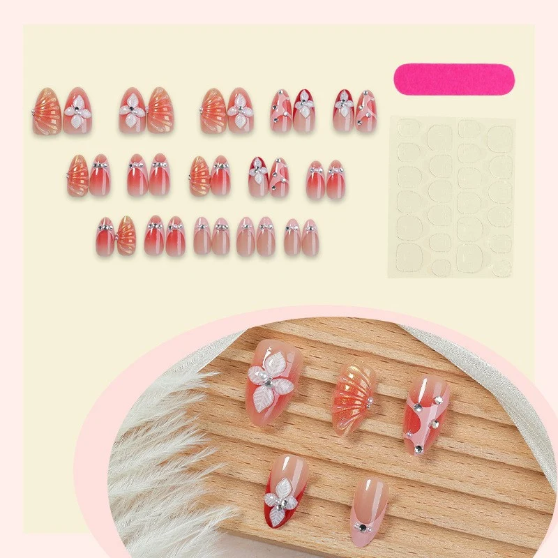 Elegantes florales Design Press-On-Nagelset Karnz