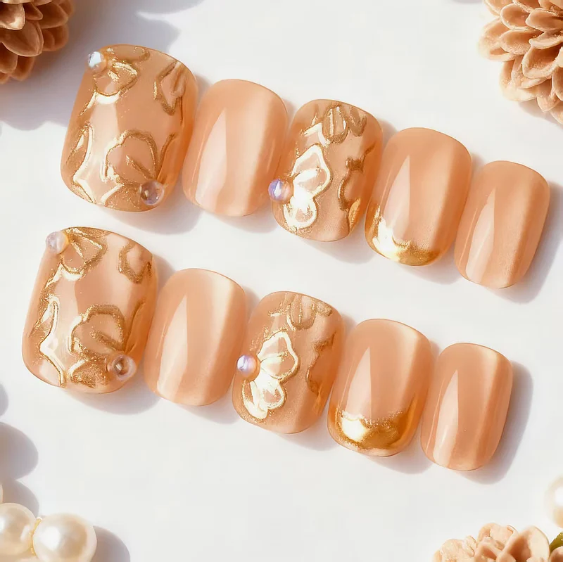 Elegantes Florales Design Press-On Nagelkunst Set Karnz 1790636584