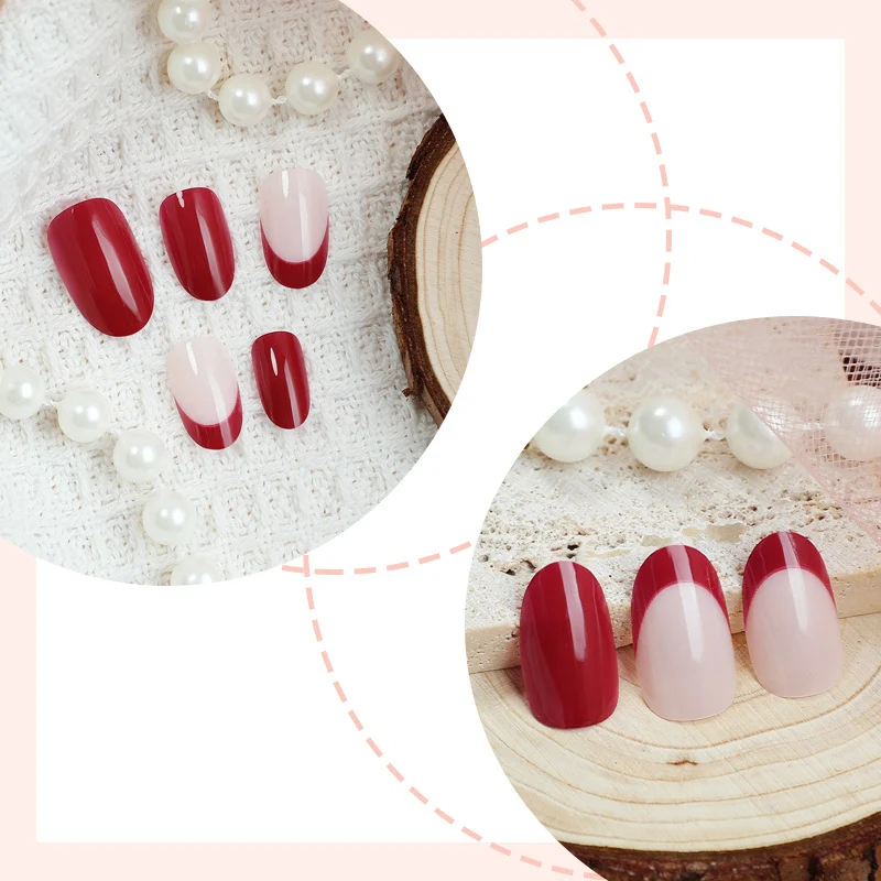Elegante Zwei-Ton Press-On Nagelkunst Karnz