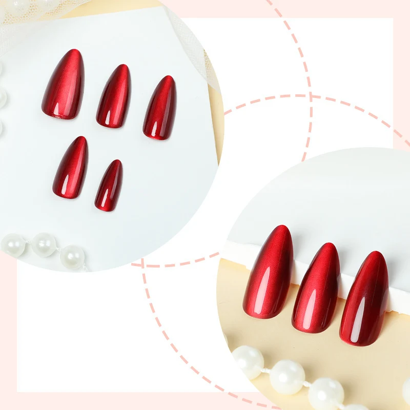 Elegantes, mandelförmiges Press-On Nageldesign Set Karnz