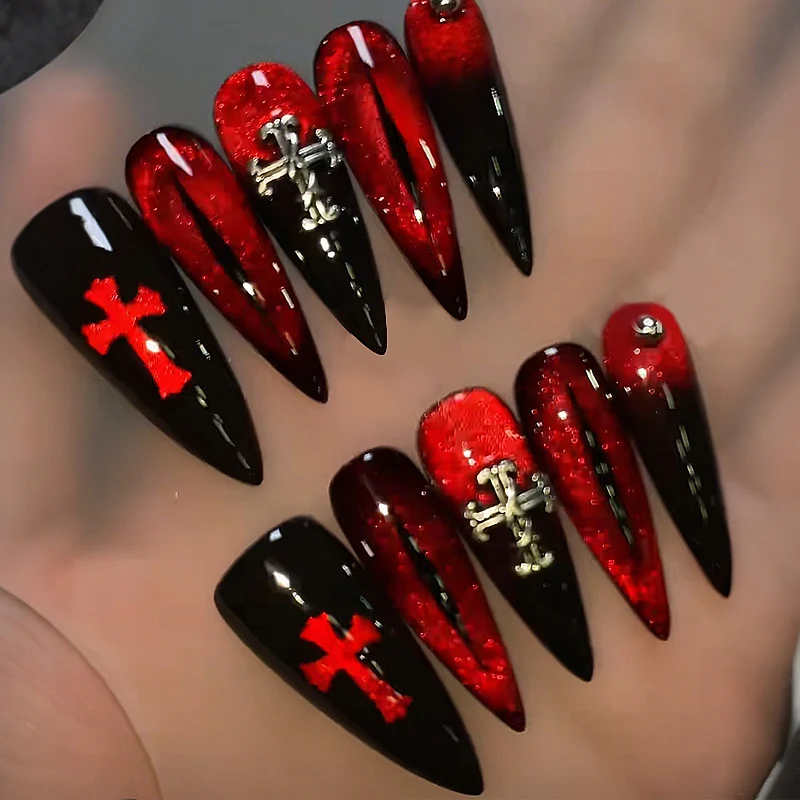 Edgy Gothic Press-On Nail Art Set Karnz