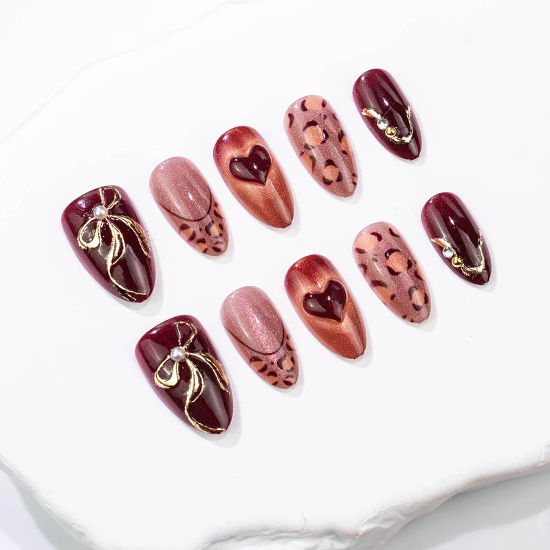 Dekoratives Press-On Nail Art Set mit elegantem Bogen Merkmale Karnz
