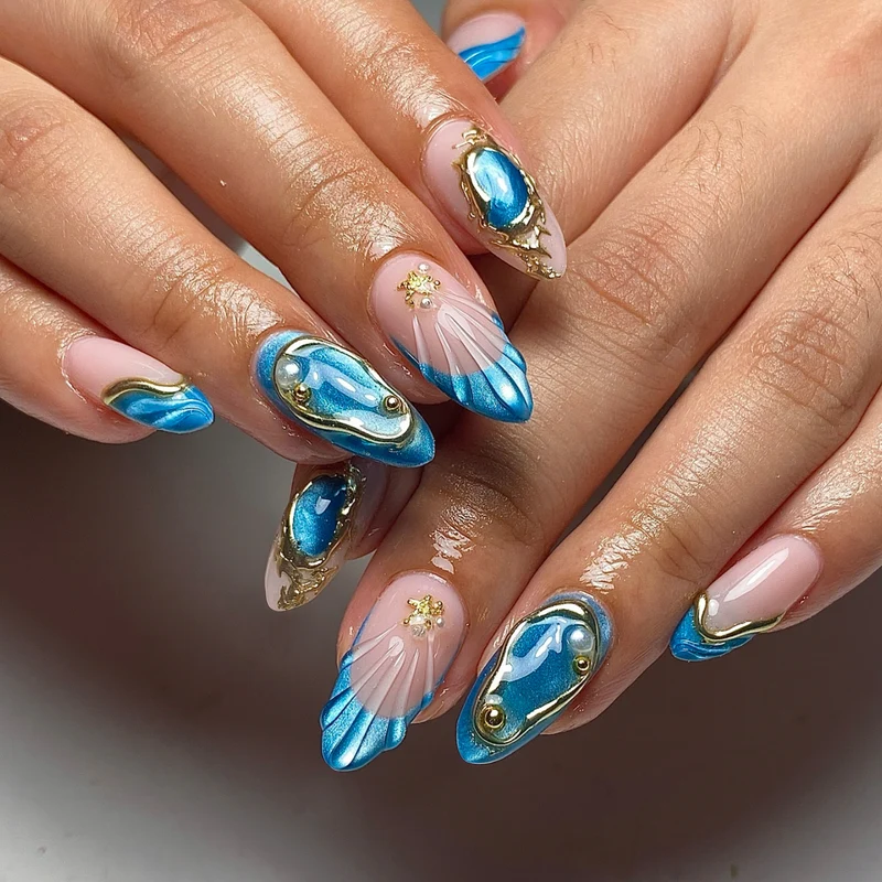 Dekorative Press-On Nail Art Set mit bunten Designs Karnz