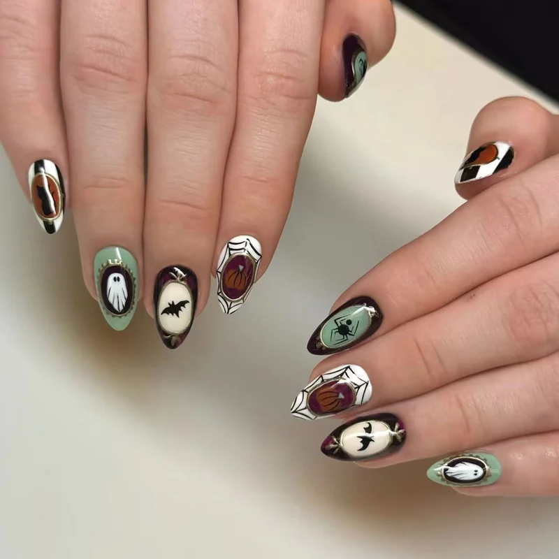 Dekoratives Halloween-Themen Press-On Nagelkunst-Set Karnz